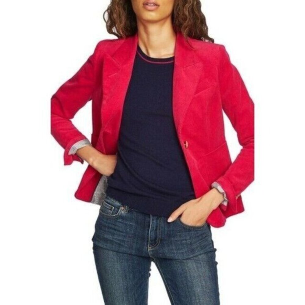 COURT & ROWE Jacket Pink Corduroy Blazer Jacket Gold Buttons Crop Sz 2 NWT